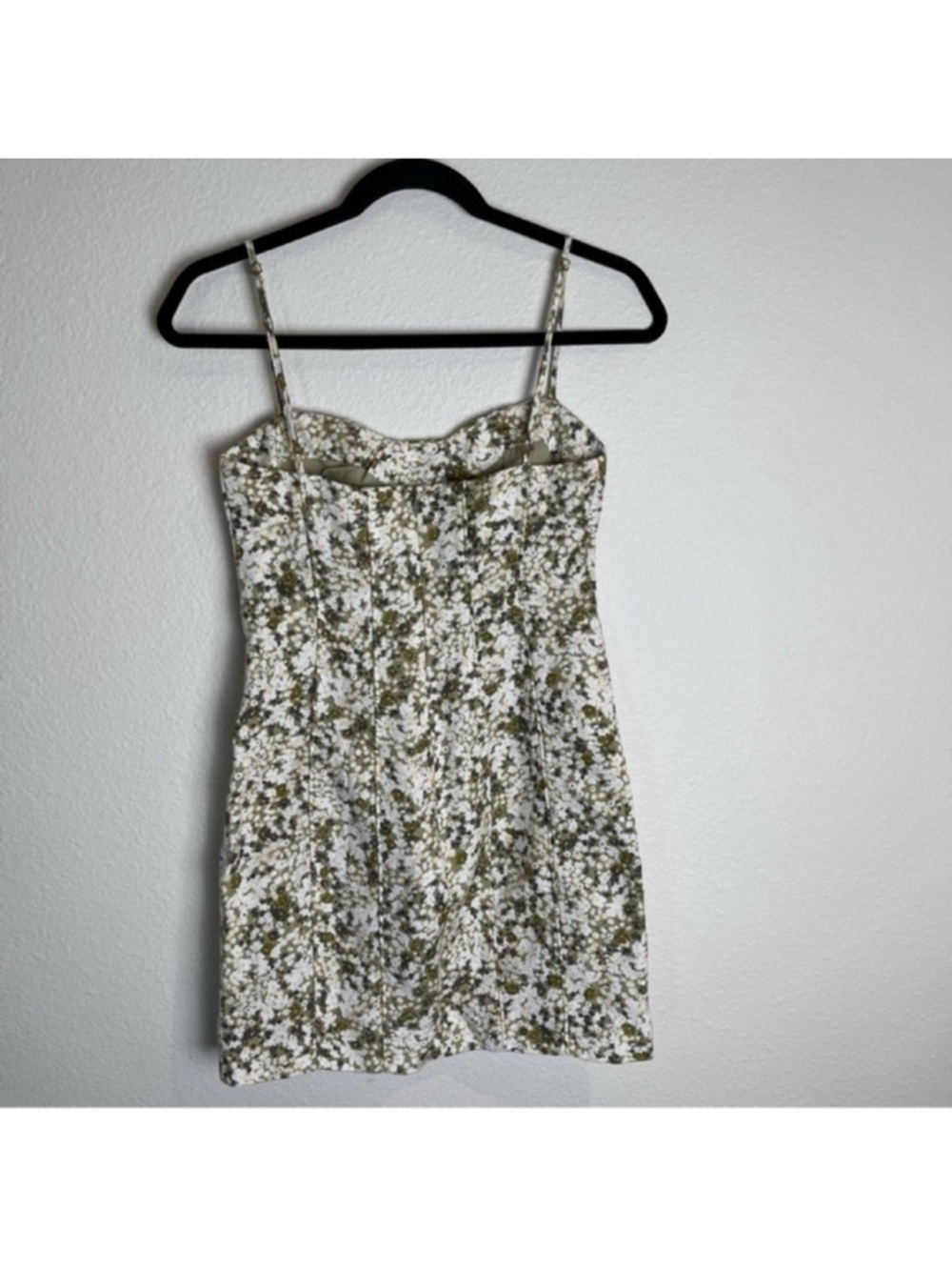 Shona Joy Suzette Corded Mini Dress Size US 2 Green Ditsy Floral Fitted Linen - Picture 9 of 12
